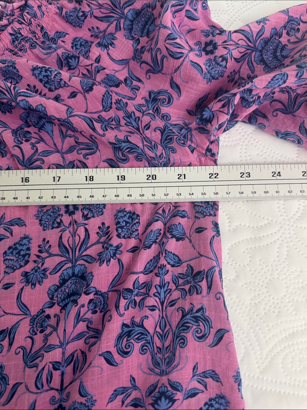 J. Jill Floral Boho Peasant Top Pink Blue Floral Print Cotton Size Small - Picture 11 of 12